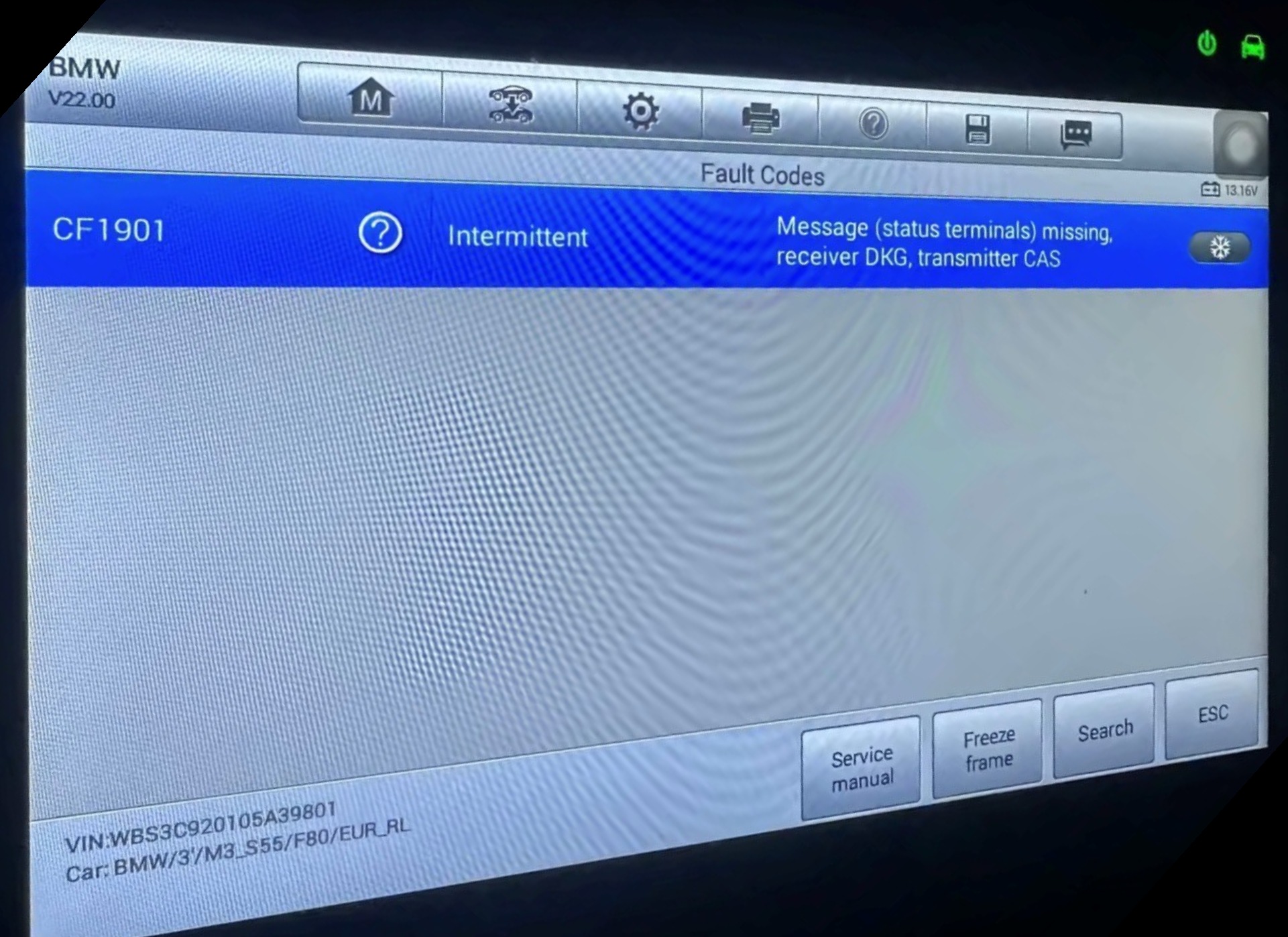 Code reader errors on CA15FMJ