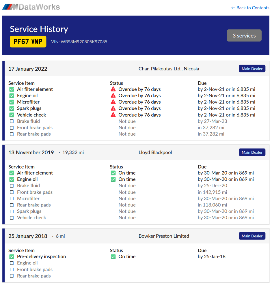 MDataWorks service history for PF67VWP contradicting iDrive history
